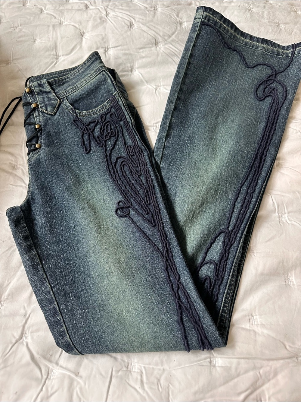 Vintage Moda International Lace up Flare Jeans size 0